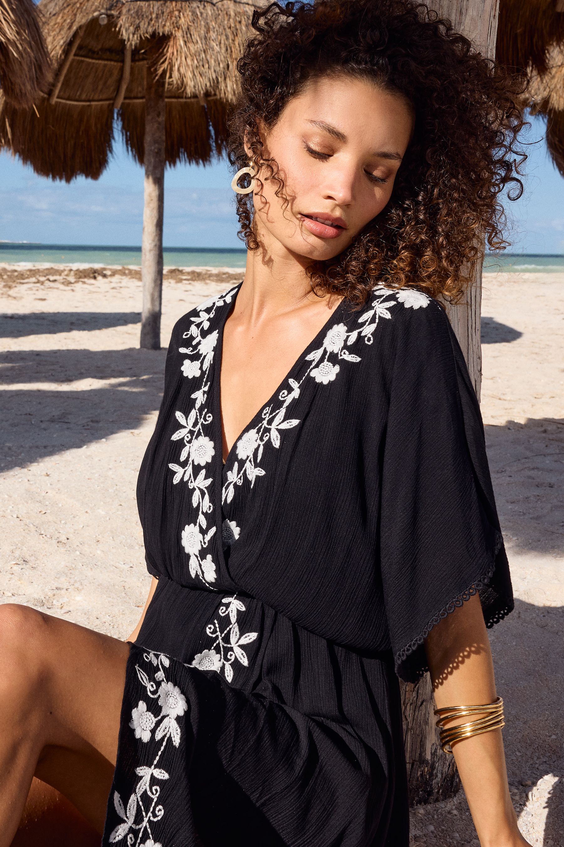 Black floral cover up discount