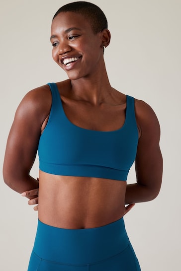 Athleta Blue A-C Cup Strappy Back Low Impact Sports Bra
