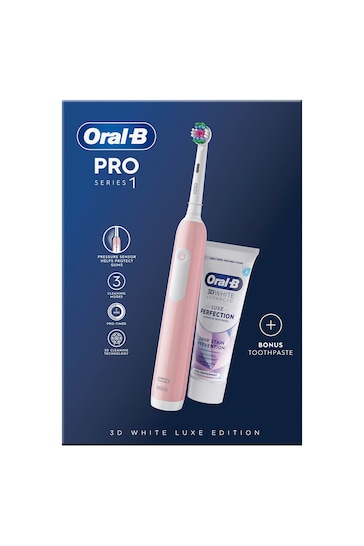 Oral-B Pro Series 1 Pink Electric Toothbrush + Toothpaste, Designed By Braun