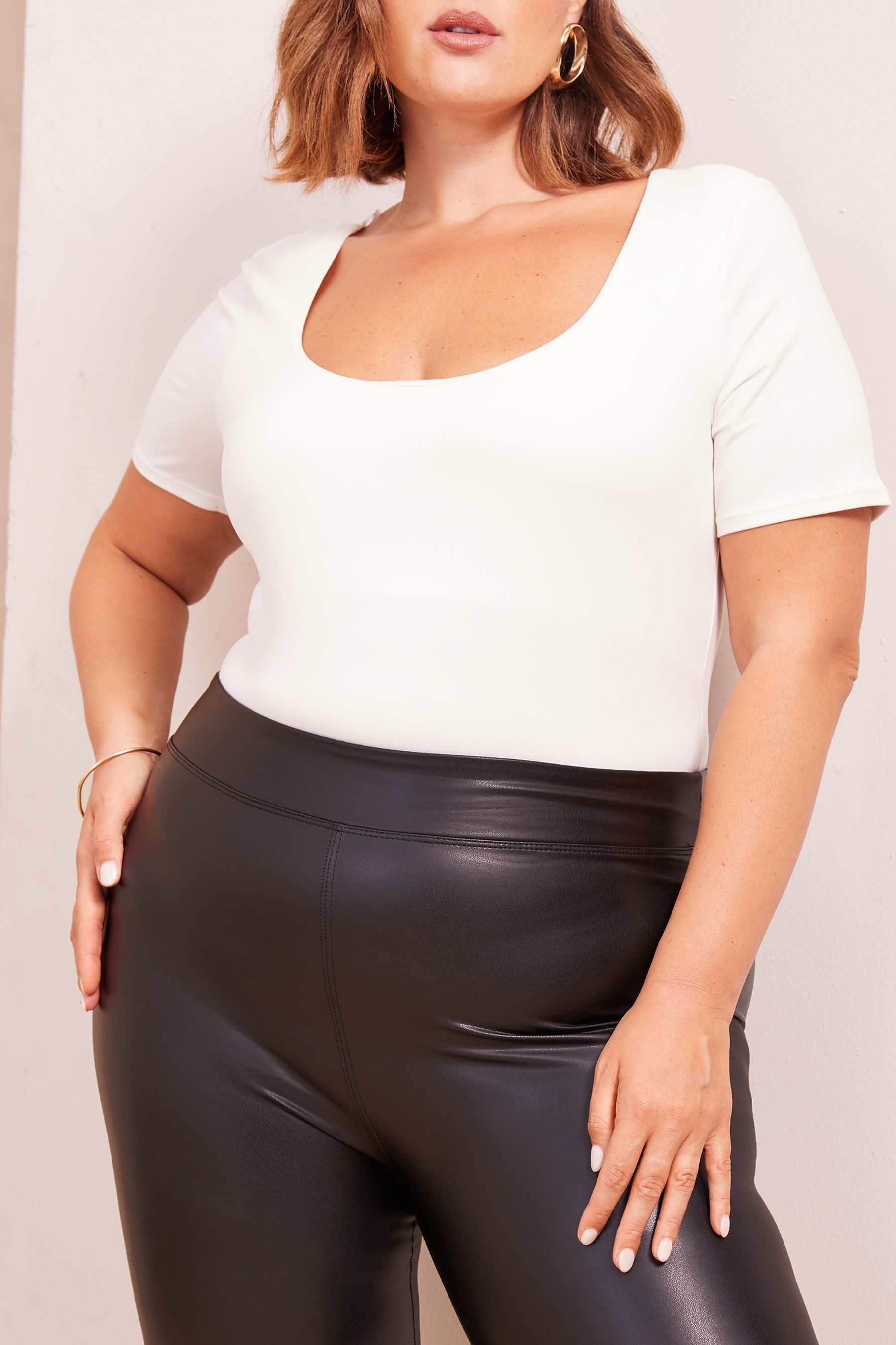 Curves Like These Black Curve Faux Leather Look Leggings