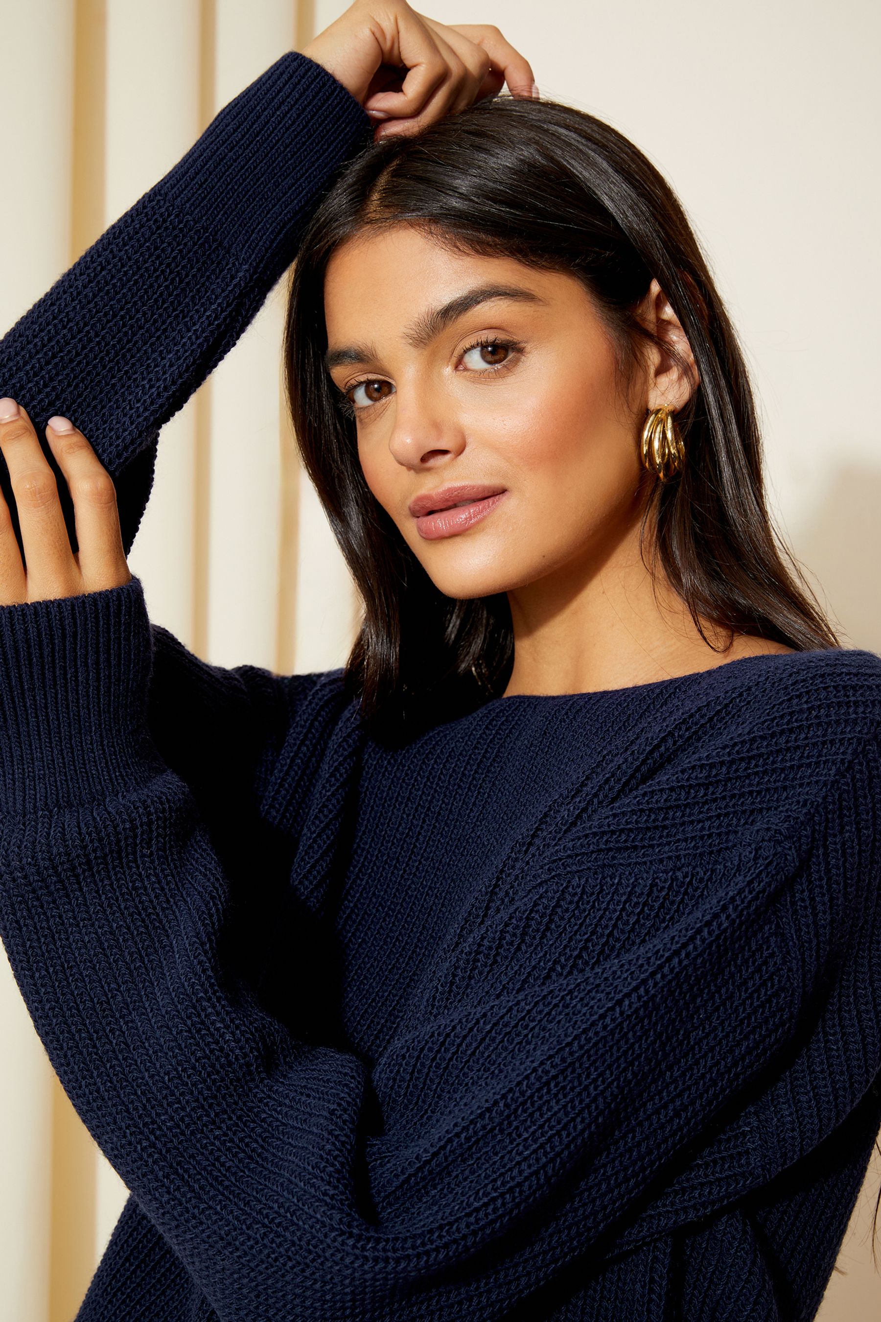 Buy Friends Like These Navy Blue Off The Shoulder Jumper from the