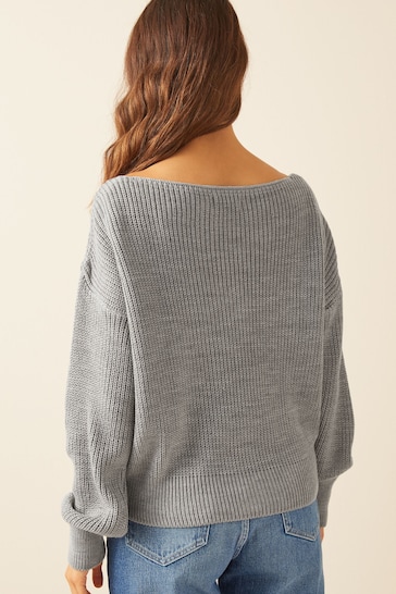 Friends Like These Grey Petite Off The Shoulder Jumper