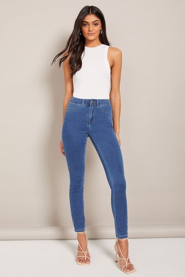 Buy Friends Like These Mid Blue Tall High Waisted Jeggings from