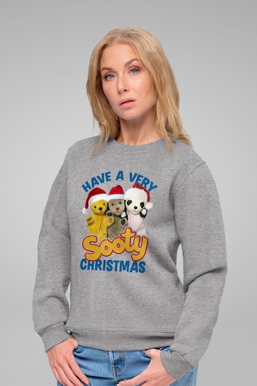 All + Every Heather Grey Sooty Christmas Have A Very Sooty Christmas Blue Text Adult Sweatshirt