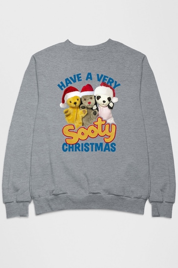 All + Every Heather Grey Sooty Christmas Have A Very Sooty Christmas Blue Text Adult Sweatshirt