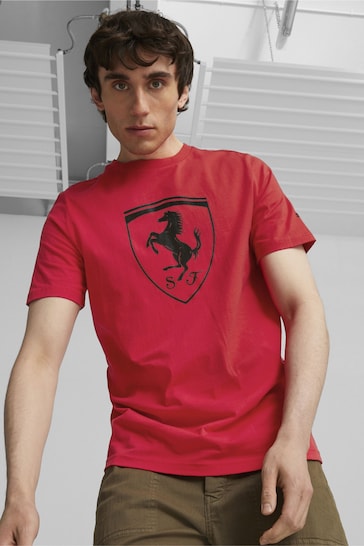Puma Red Scuderia Ferrari Race Big Shield Mens Motorsport T-Shirt