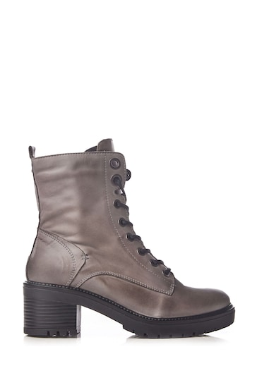 Moda in Pelle Grey Bellzie Lace Up Leather Ankle Boots