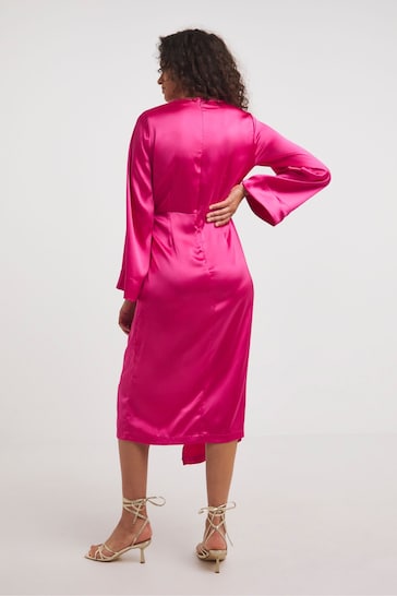 JD Williams Pink Satin Wrap Dress