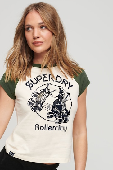 Superdry Cream Roller Graphic Baseball Mini T-Shirt