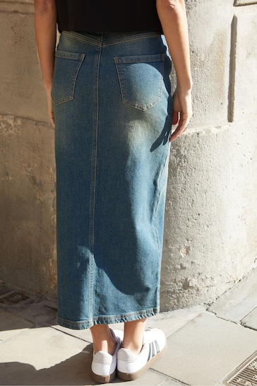 Threadbare Vintage Denim Maxi Skirt