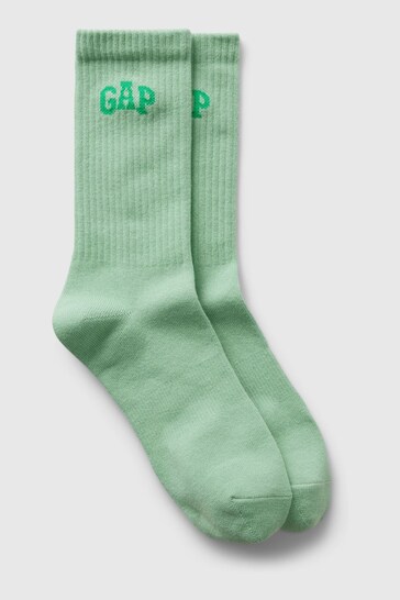 Gap Green Quarter Crew Logo Socks