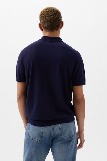 Gap Blue CashSoft Short Sleeve Polo Shirt