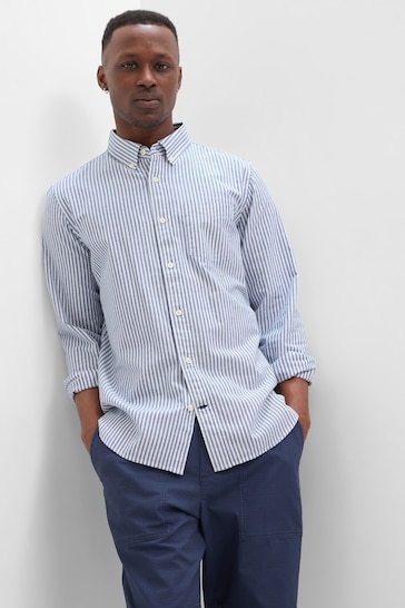 Gap Blue Stripe Regular Fit Oxford Shirt