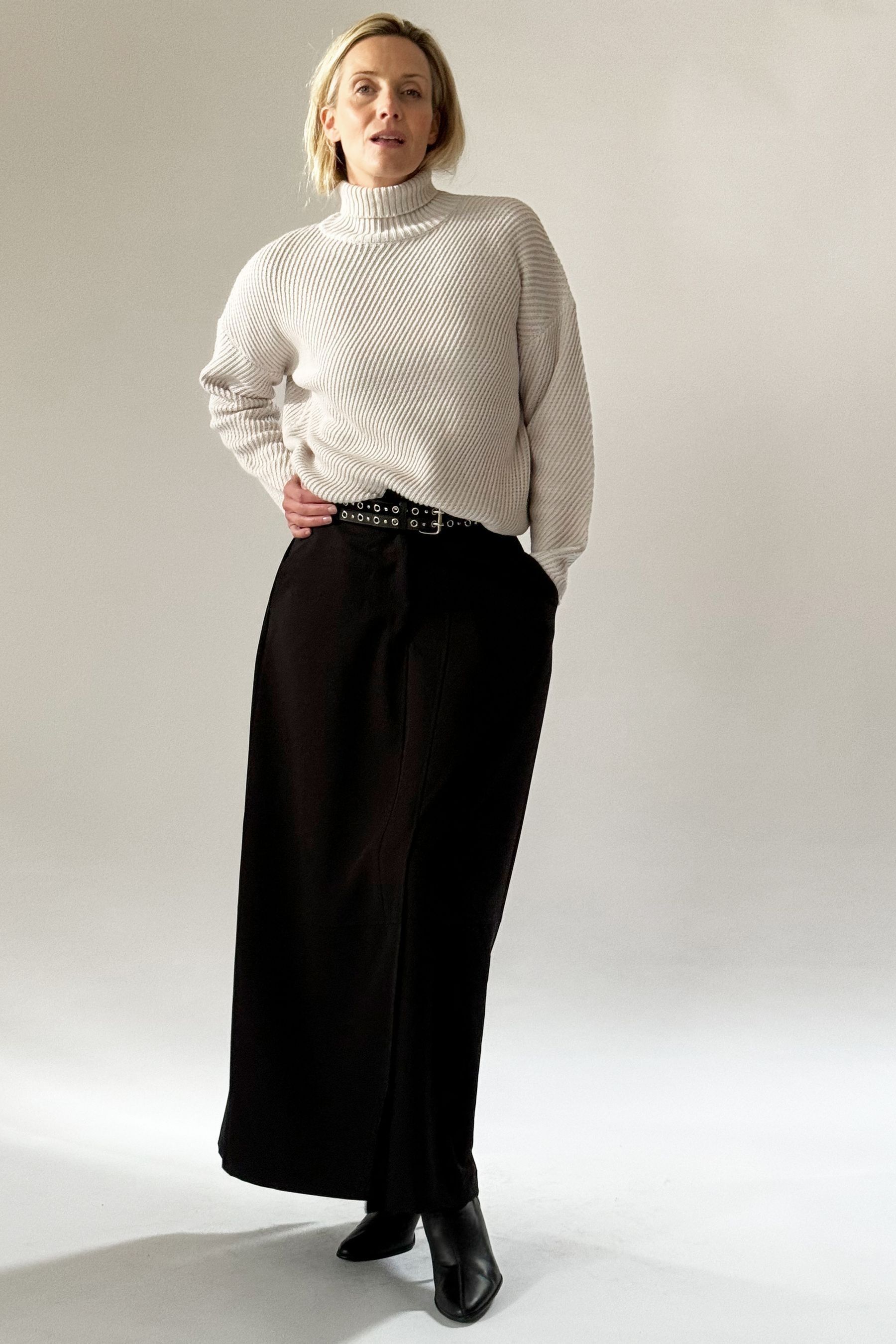 Religion Black Tailored Maxi Skirt With Pockets And Splits