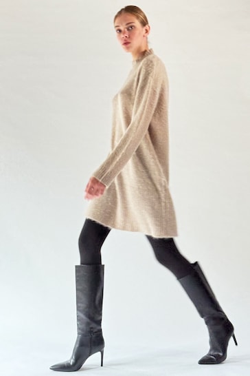 Religion Nude Oversized Lux Knitted Tunic Dress With High Neck