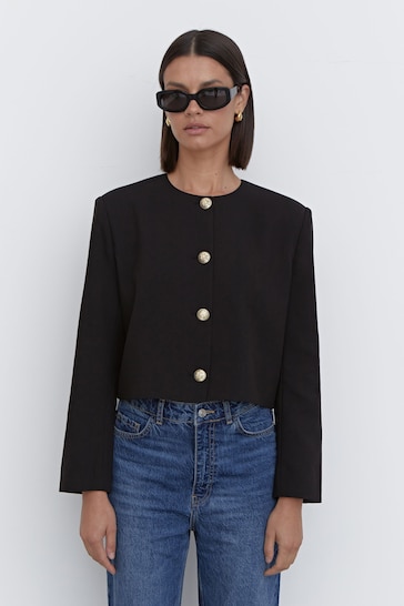 4th & Reckless Black Lilah Cropped Tailored Jacket
