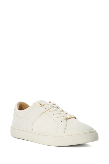 Dune London White Elodiie Material Mix Cupsole Trainers
