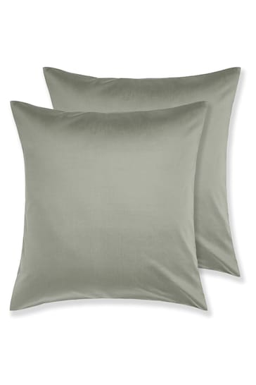 Bedfolk Set of 2 Green Luxe Cotton Square Pillowcases
