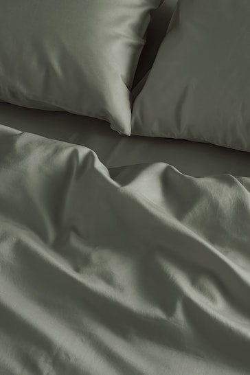 Bedfolk Green Luxe Cotton Deep Fitted Sheet