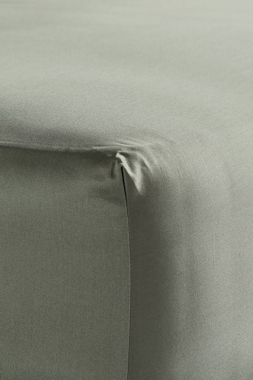 Bedfolk Green Luxe Cotton Fitted Sheet