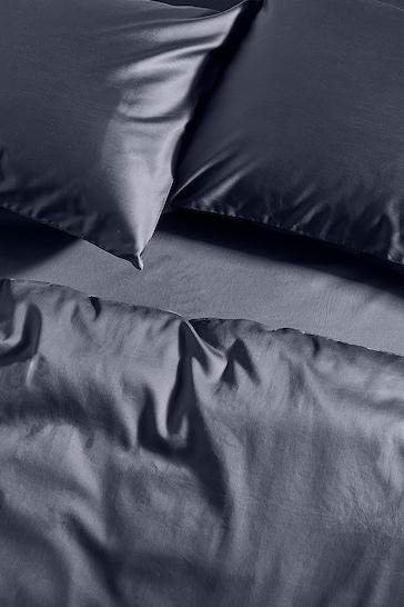Bedfolk Blue Luxe Cotton Deep Fitted Sheet