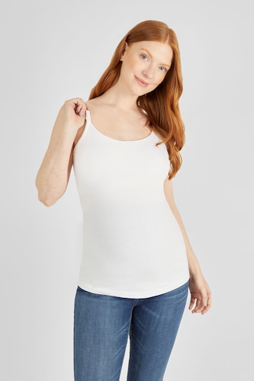JoJo Maman Bébé White 2-Pack Maternity & Nursing Vest Tops