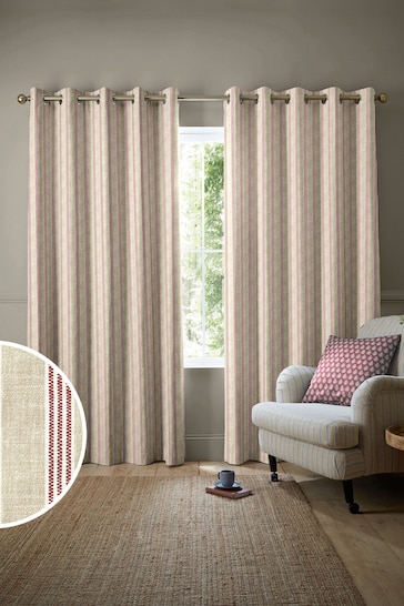 Emily Bond George Stripe Print Red Made to Measure Curtains