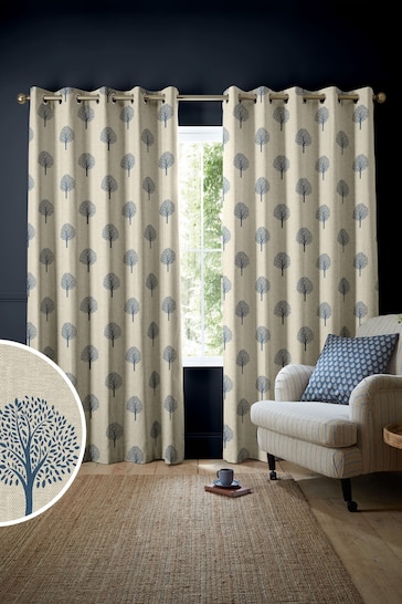 Emily Bond Navy Blue Yew Tree Made to Measure Curtains