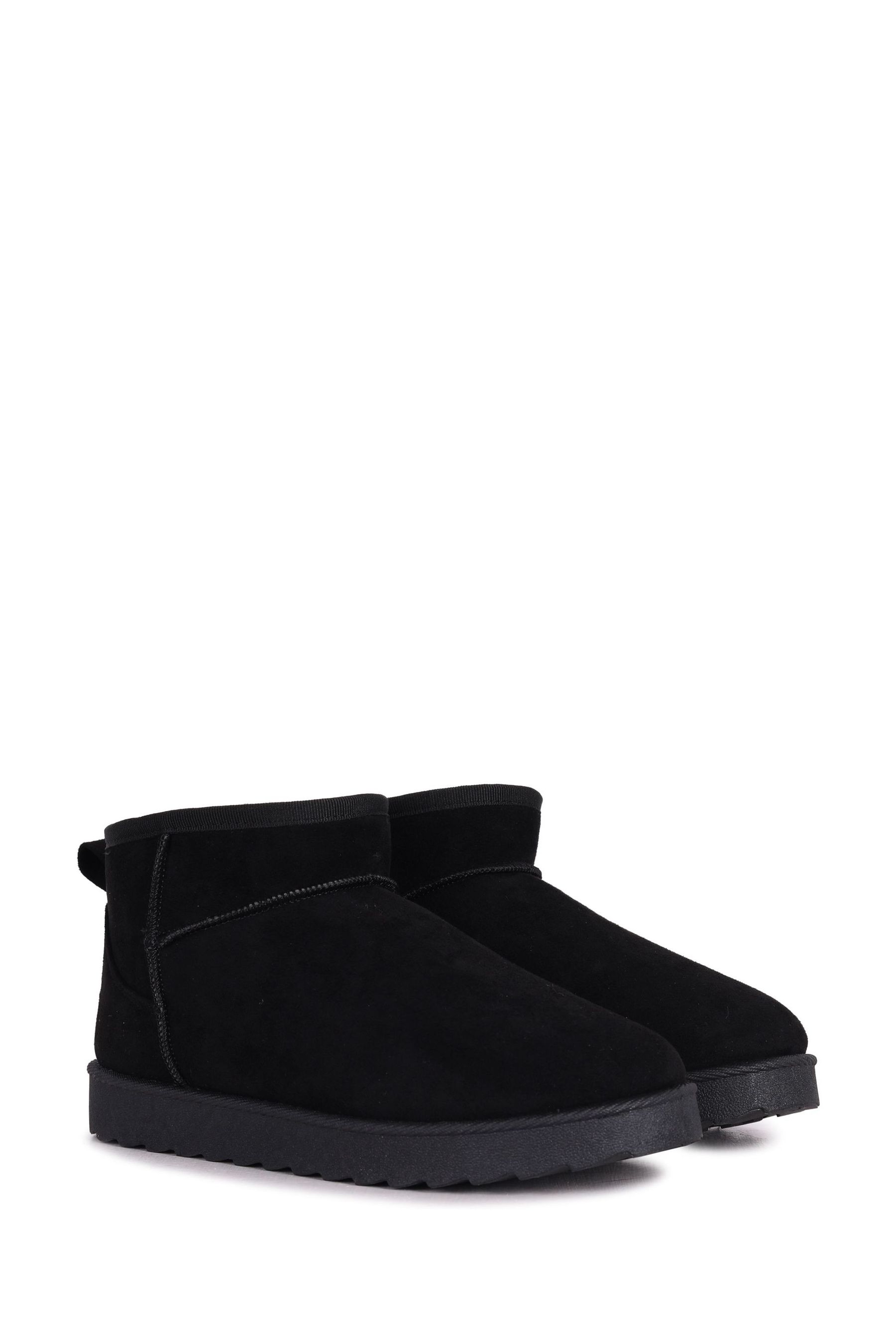 Buy Linzi Black Mini Addy Faux Suede Faux Fur Lined Ankle Boots