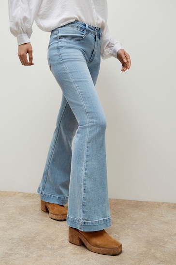 Apricot Blue Bella Crease Detail Flare Jeans