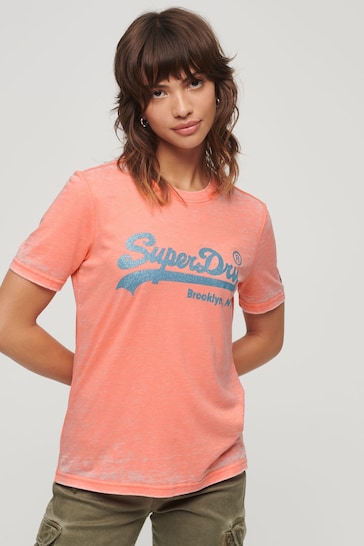 Superdry Pink Embellished Vintage Logo T-Shirt