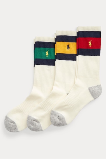 Polo Ralph Lauren Striped-Cuff Crew Socks 3-Pack