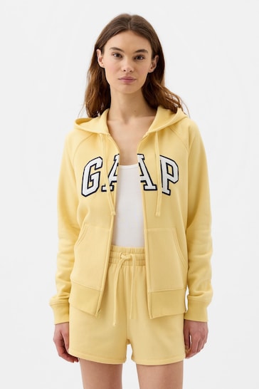 Gap Yellow Logo Zip Up Hoodie