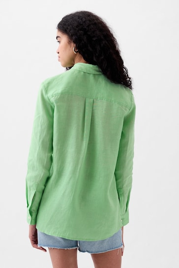Gap Green Linen Long Sleeve Oversized Shirt