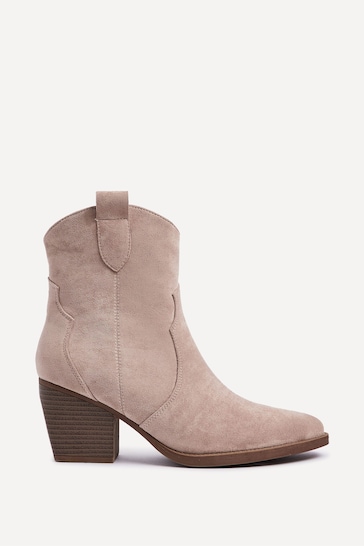 Linzi Natural Jessie Suede Western Ankle Boots