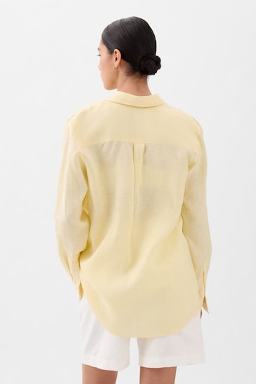 Gap Yellow Linen Long Sleeve Oversized Shirt