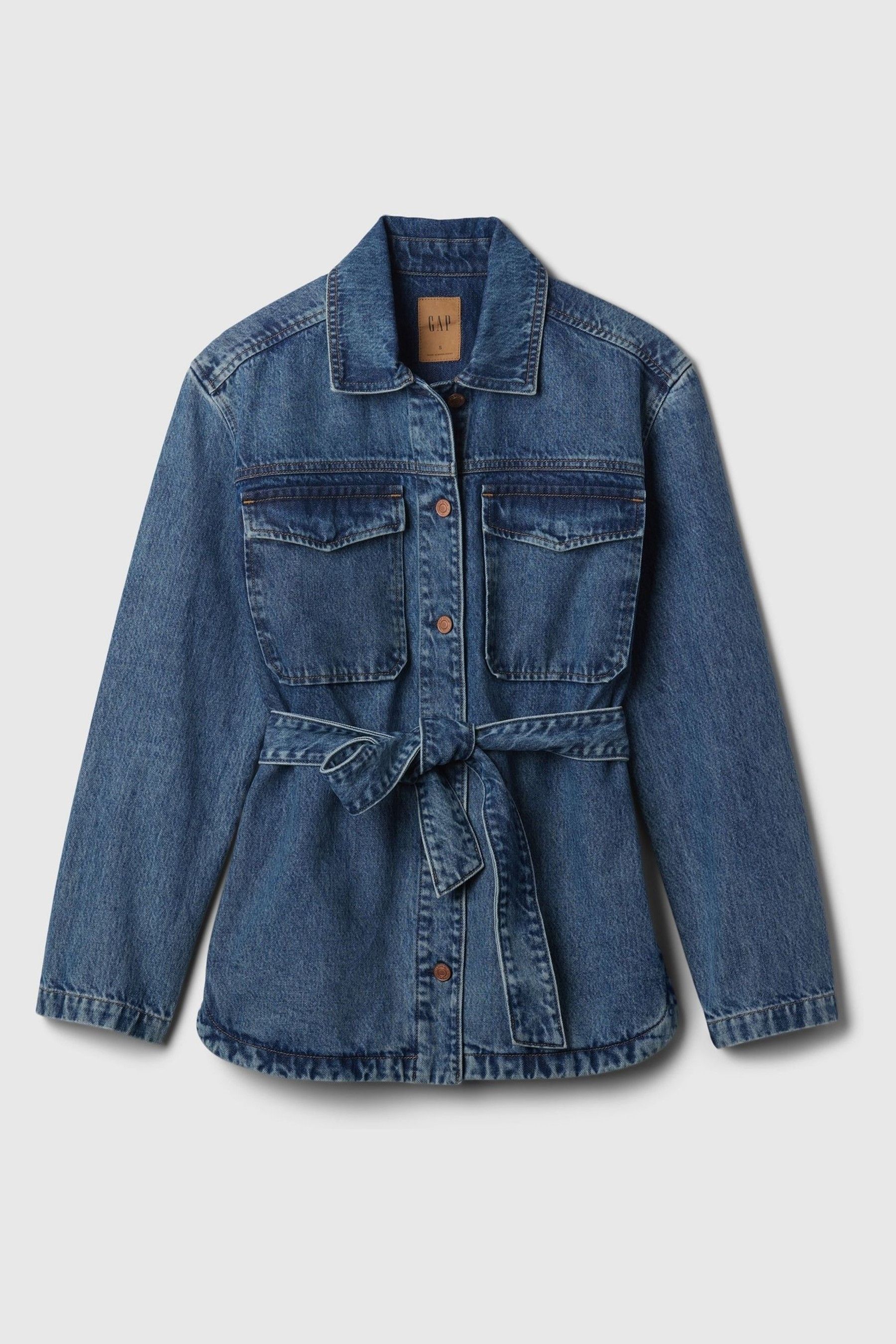Buy Gap Blue Mid Length Belted Denim Shirt Jacket from the Next UK