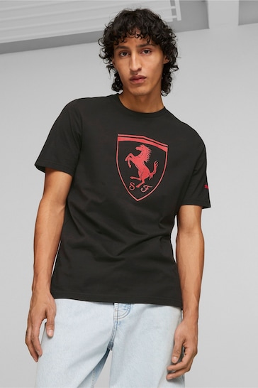 Puma Black Scuderia Ferrari Race Big Shield Mens Motorsport T-Shirt
