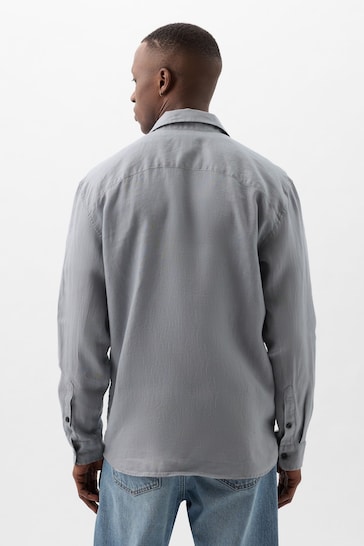 Gap Grey Linen Blend Long Sleeve Shirt