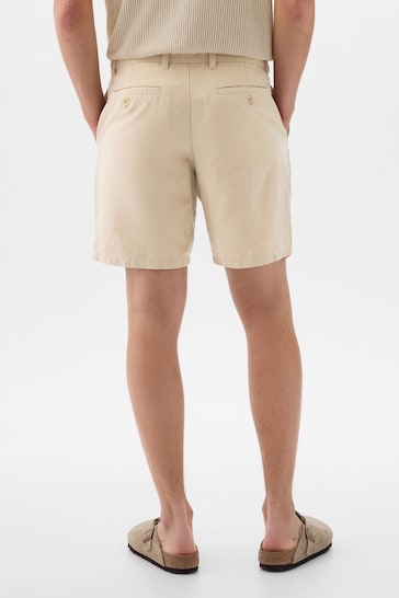 Gap Neutral Linen Cotton Flat Front Shorts