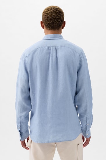 Gap Light Blue Long Sleeve Linen Cotton Shirt