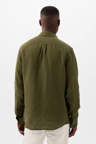 Gap Green Long Sleeve Linen Cotton Shirt