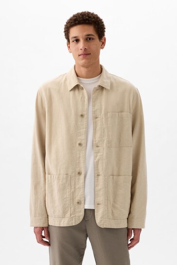 Gap Natural Linen Blend Linen-Cotton Chore Jacket
