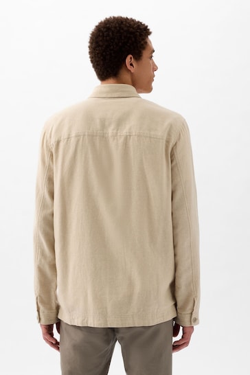 Gap Natural Linen Blend Linen-Cotton Chore Jacket