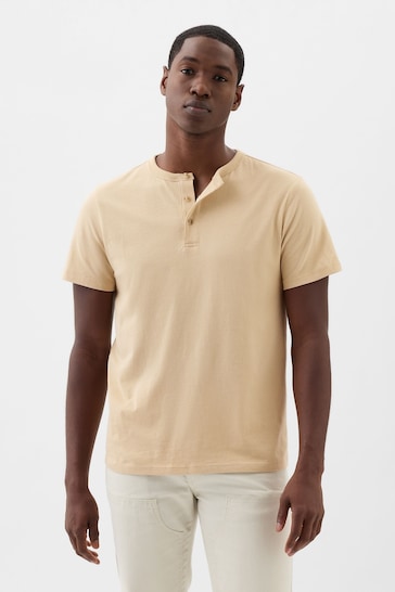 Gap Neutral Everyday Soft Henley Short Sleeve T-Shirt