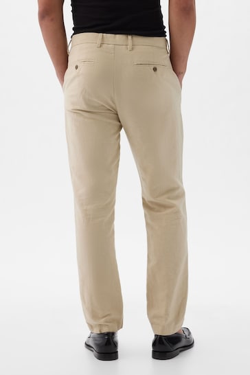 Gap Neutral Linen Blend Slim Fit Trousers