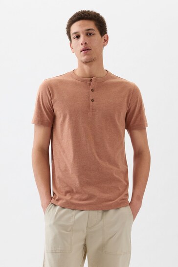 Gap Orange Everyday Soft Henley Short Sleeve T-Shirt