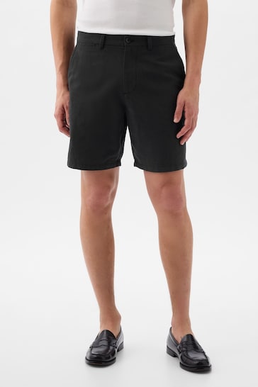 Gap Black Linen Cotton Flat Front Shorts