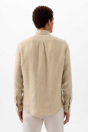 Gap Neutral Long Sleeve Linen Cotton Shirt