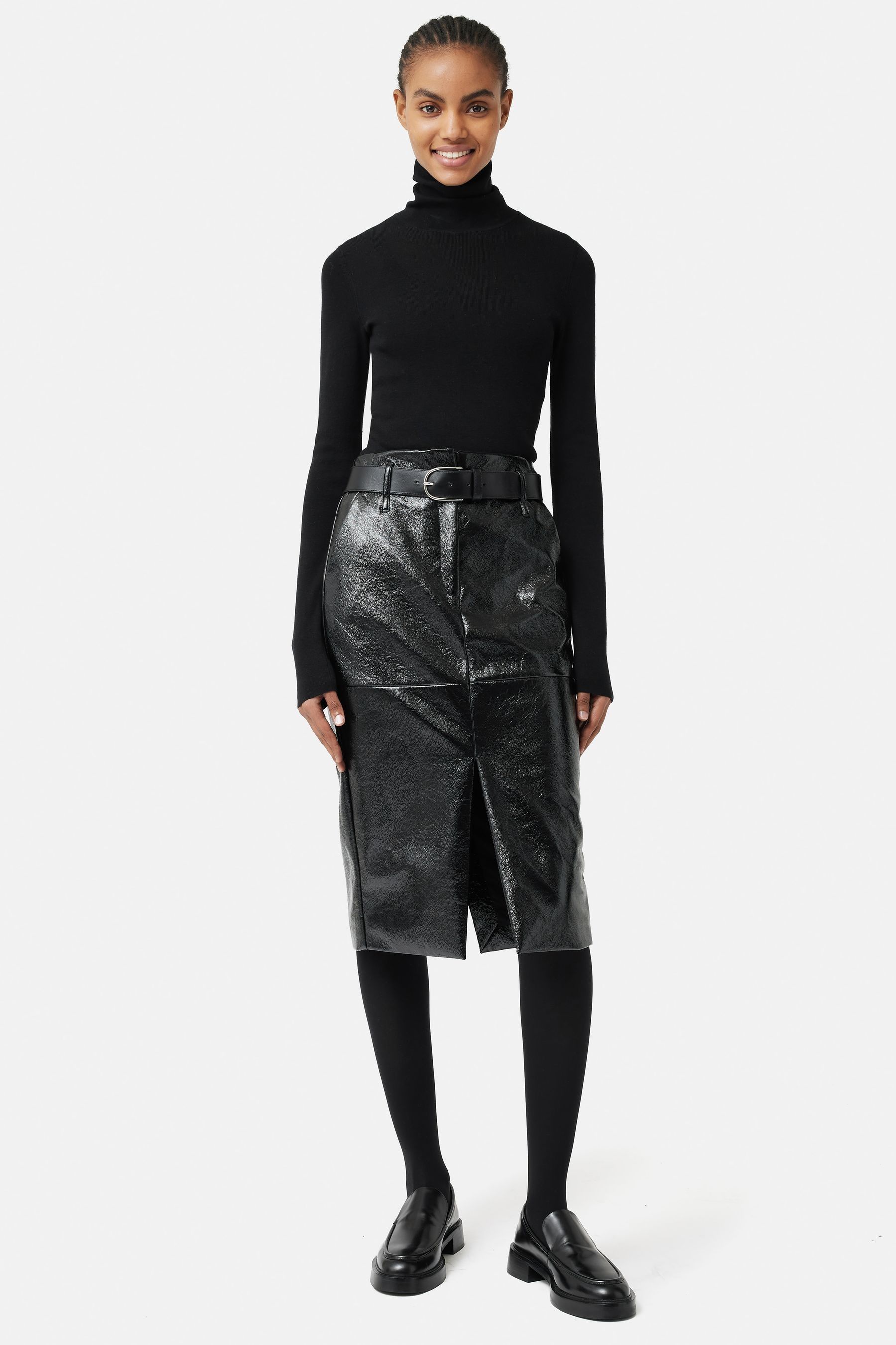 Leather skirt jigsaw top